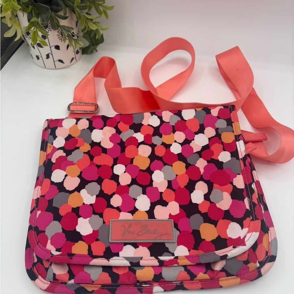 Vera Bradley Coral Strap Pink Multi Dot Floral Crossbody